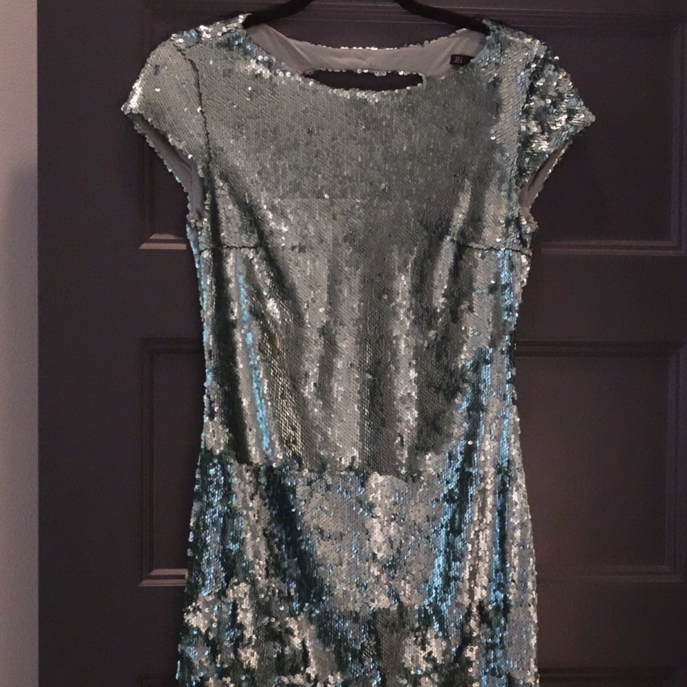 Turquoise Sparkly Zara Mini Dress